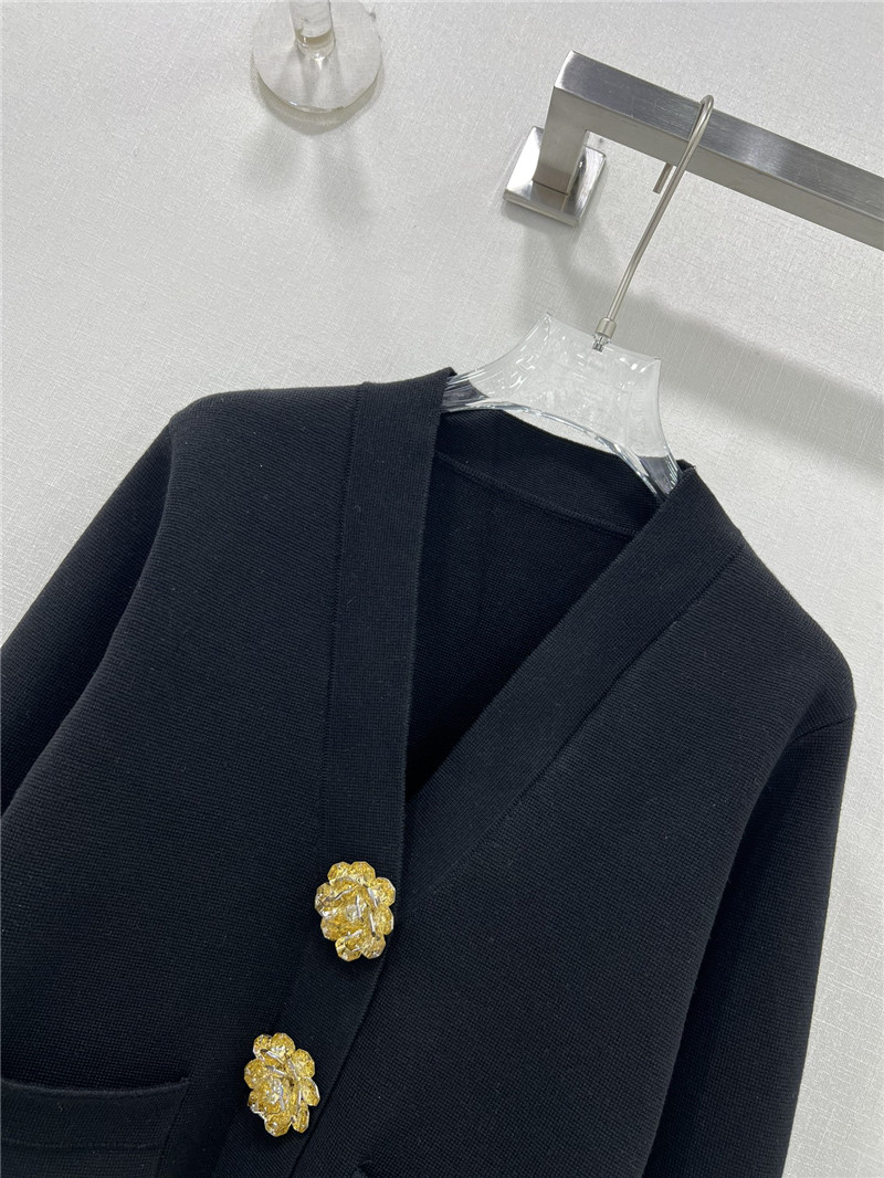 Ch**el crystal buttons v-neck cardigan in black