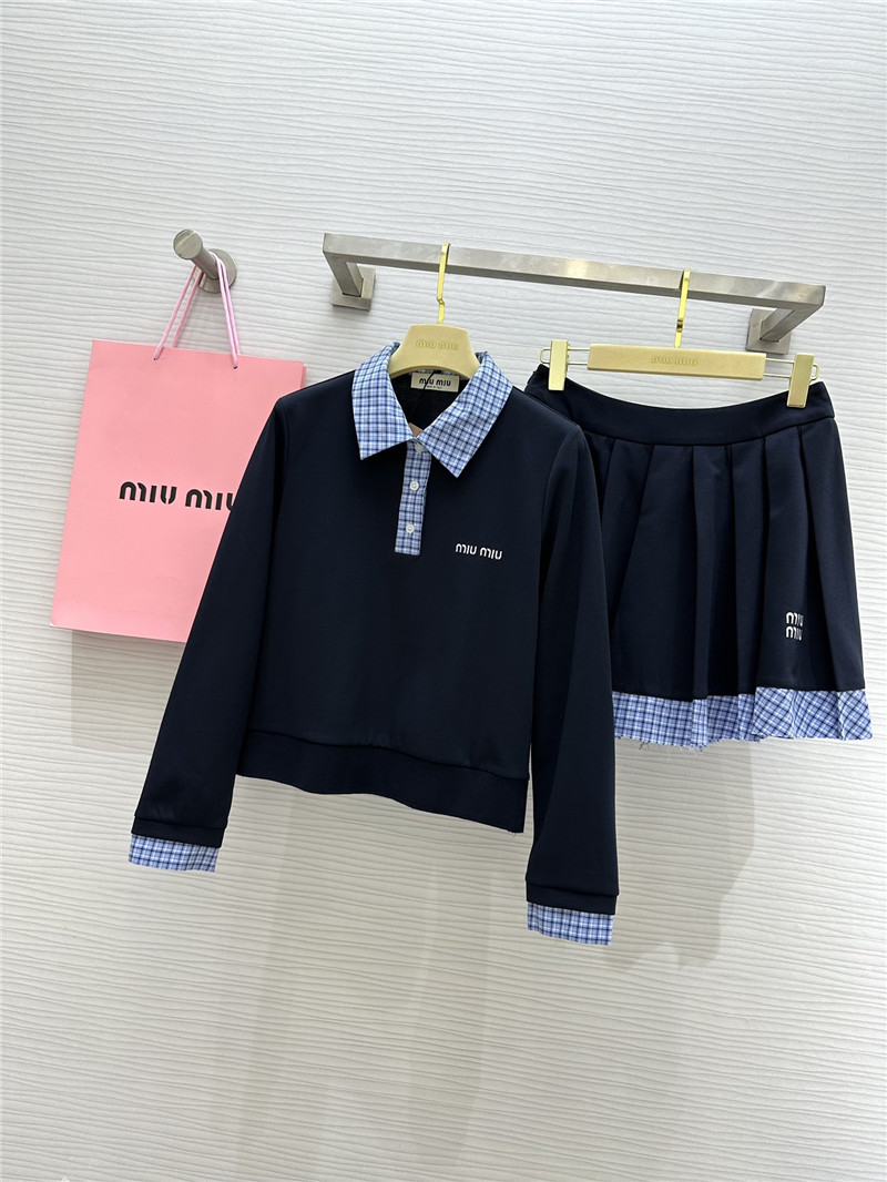 M1um1u long sleeve polo collar dress replicas clothes
