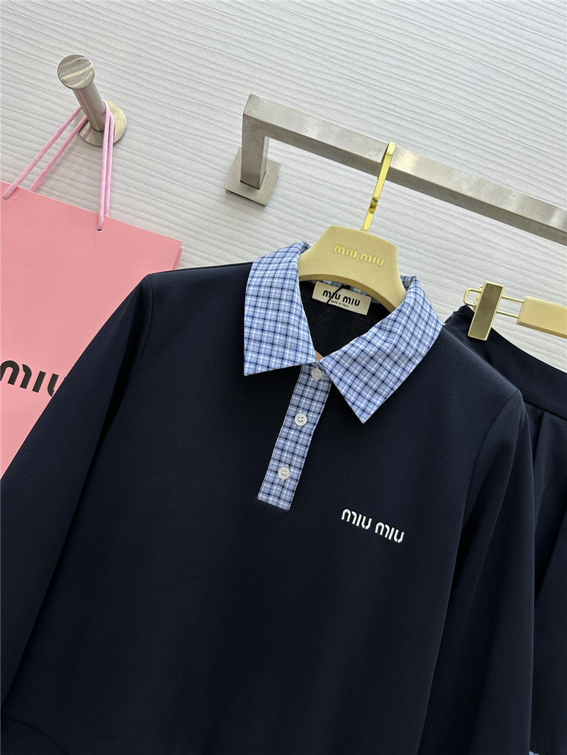 M1um1u long sleeve polo collar dress replicas clothes