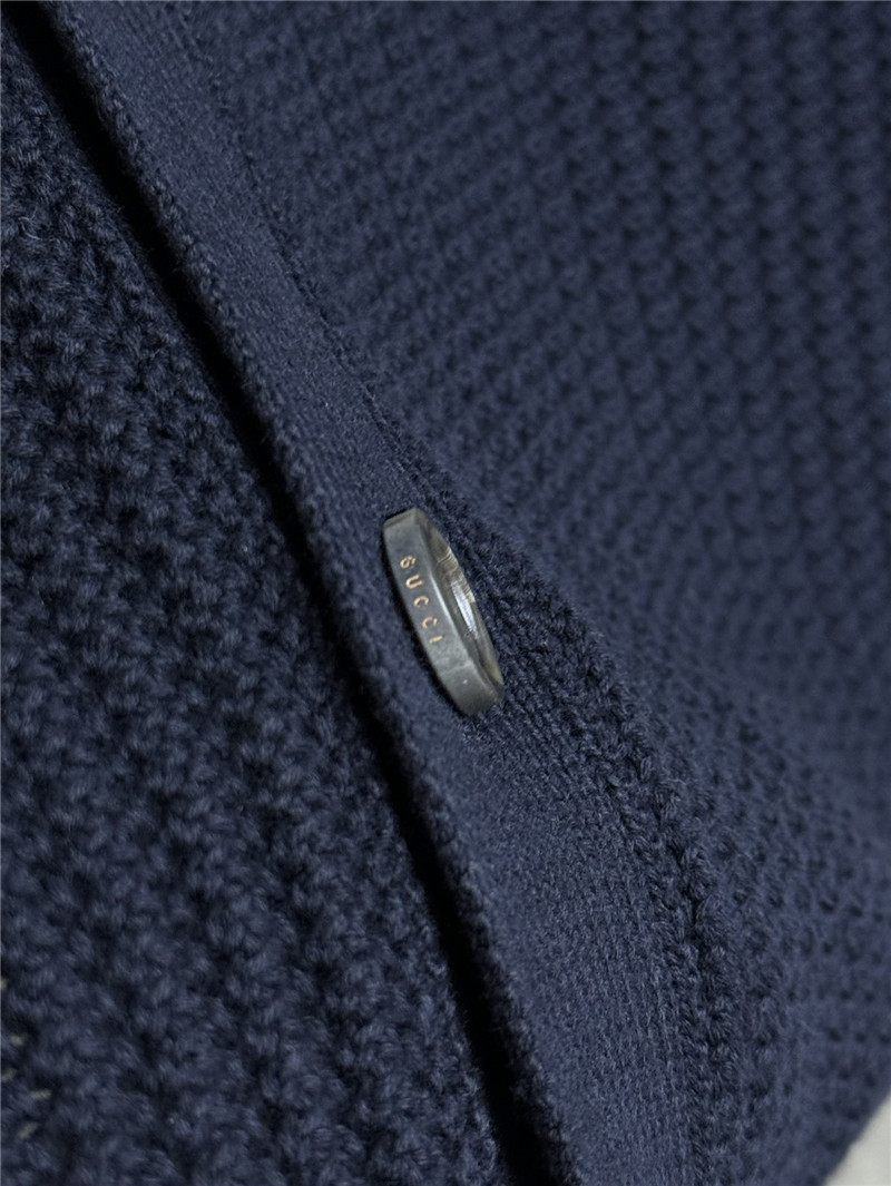Gvc*1 ajour cotton knit cardigan with web navy