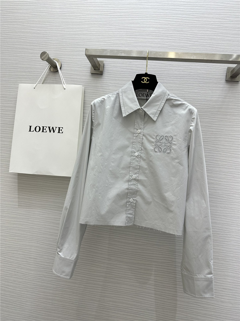L0ew* embroidered raw edge shirt replicas clothes