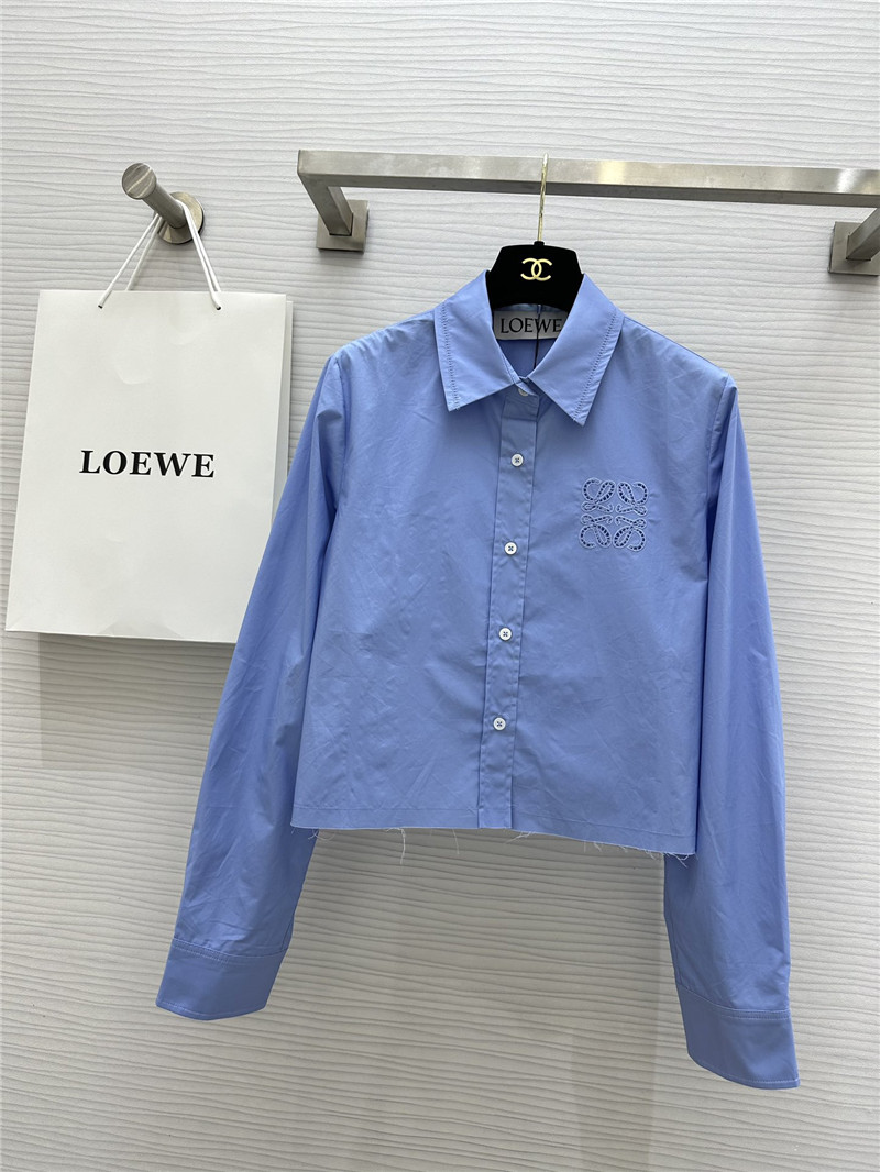 L0ew* embroidered raw edge shirt replicas clothes