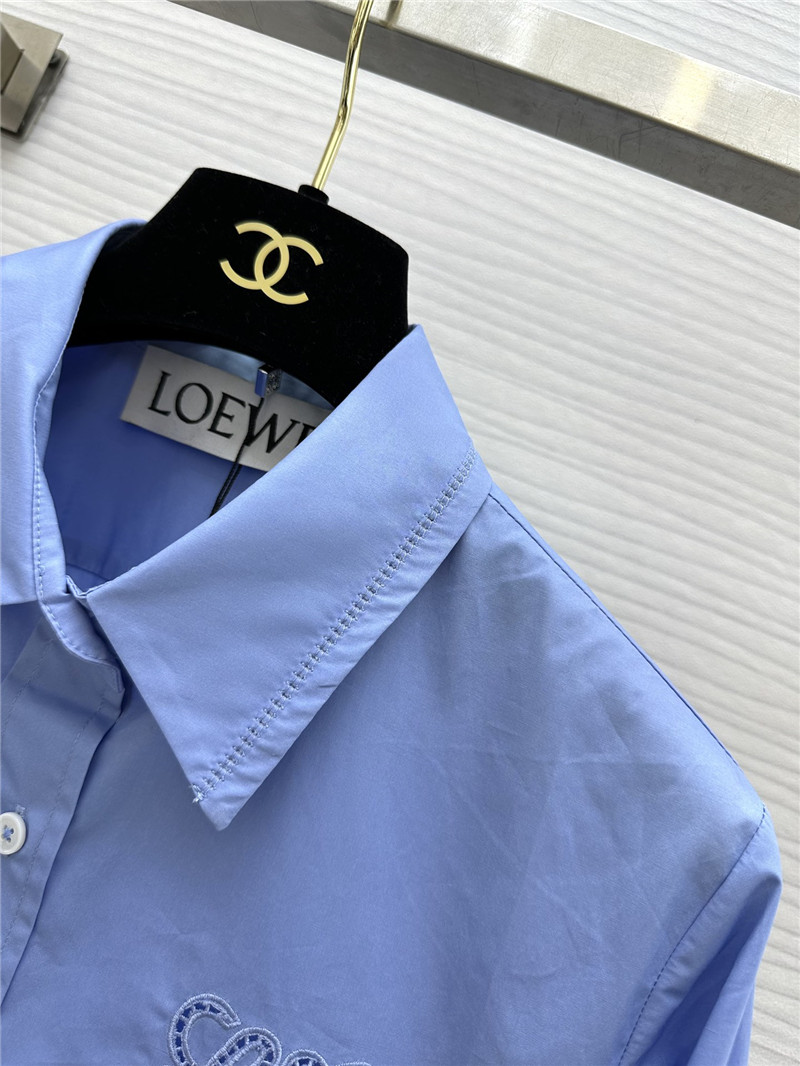L0ew* embroidered raw edge shirt replicas clothes