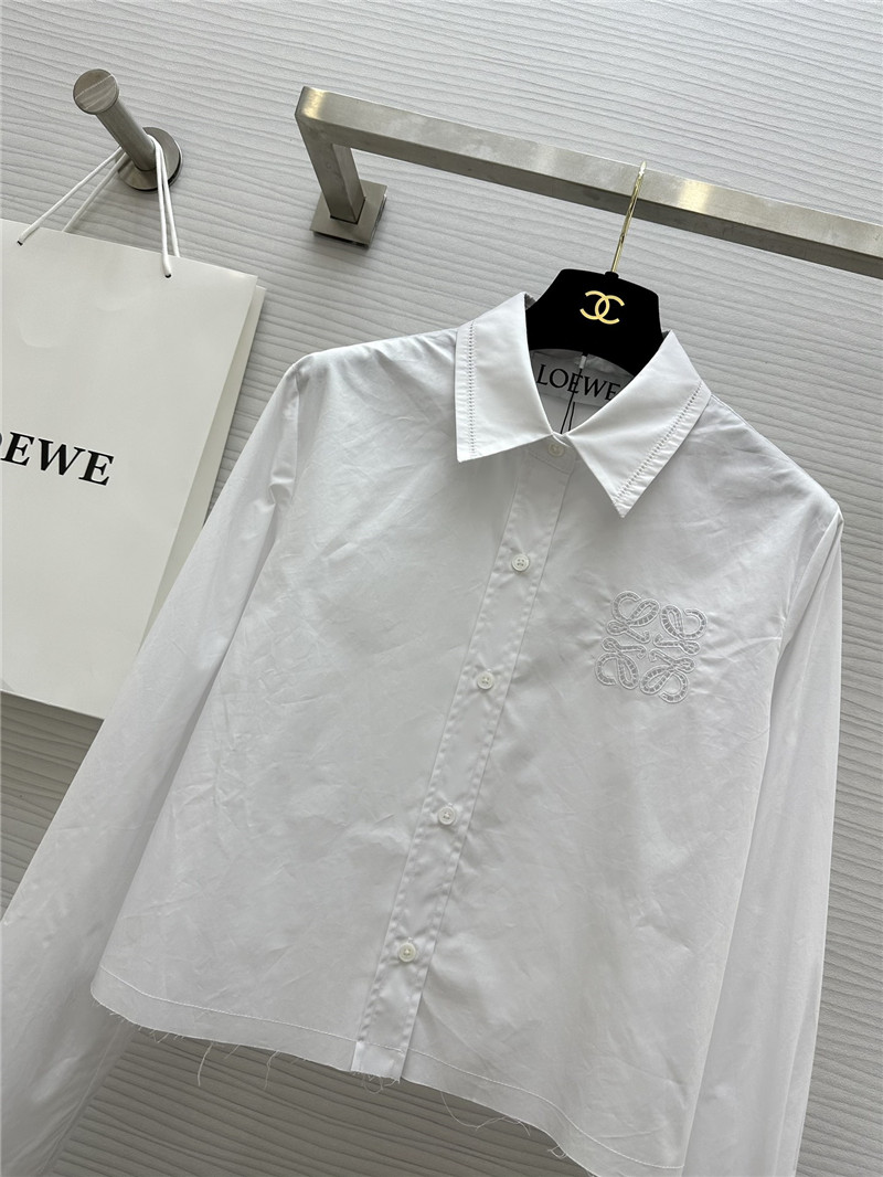 L0ew* embroidered raw edge shirt replicas clothes