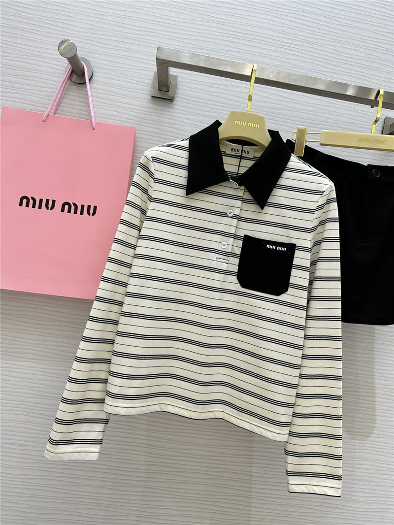 M1um1u striped polo long-sleeved suit replicas clothes