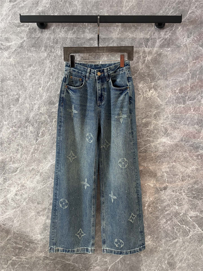 l0vis Vvtt0n lv rhinestone denim trousers replicas clothes