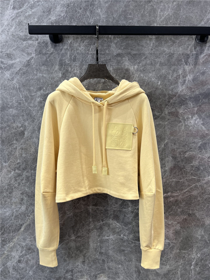 L0ew* cropped cotton hoodie yellow
