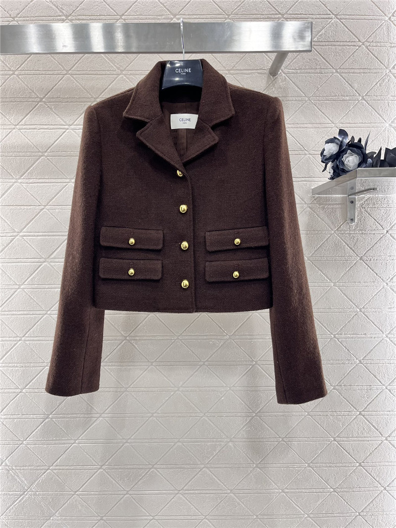 Ce1i*e lapel tweed jacket replica clothes