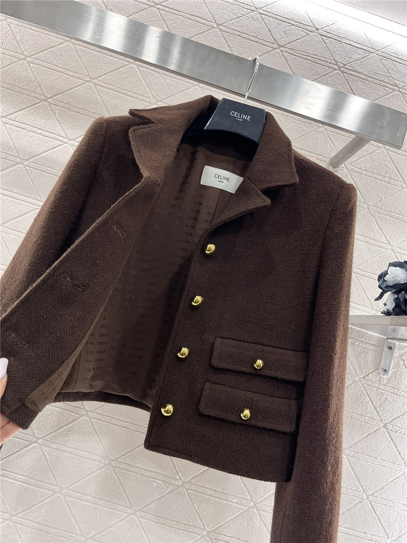 Ce1i*e lapel tweed jacket replica clothes