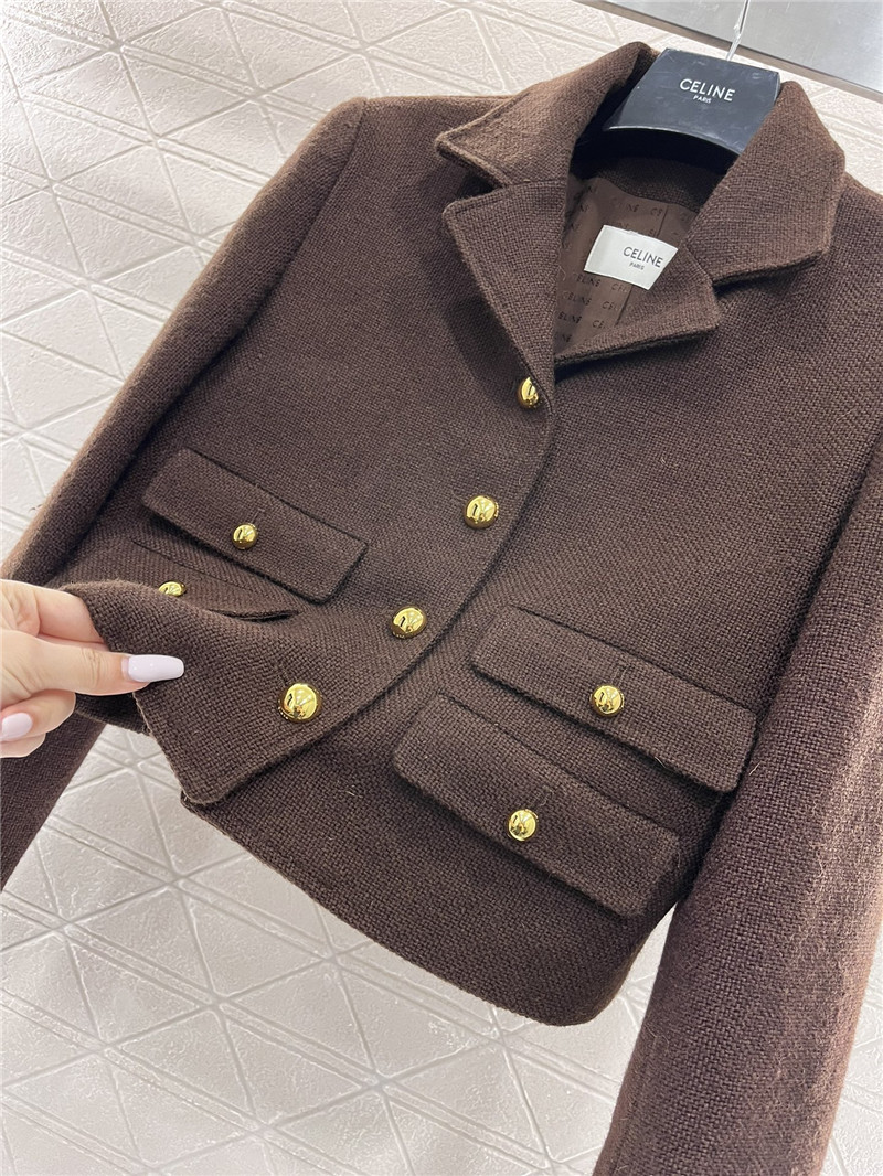 Ce1i*e lapel tweed jacket replica clothes
