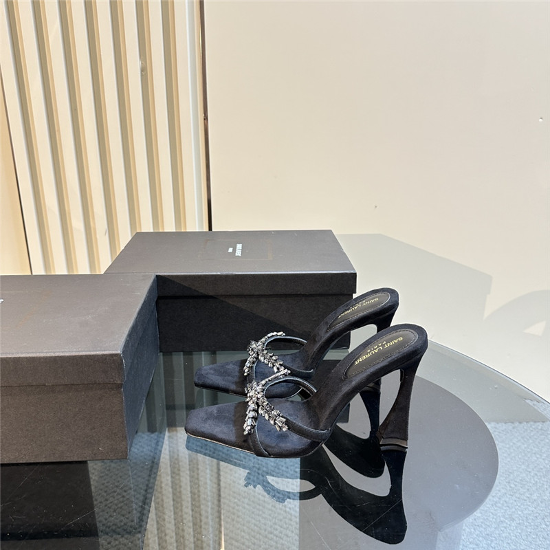 Y51 liz mules in black suede and rhinestone