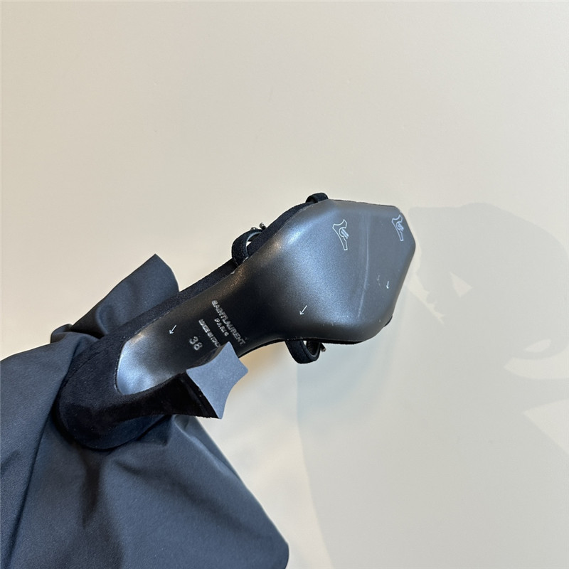 Y51 liz mules in black suede and rhinestone