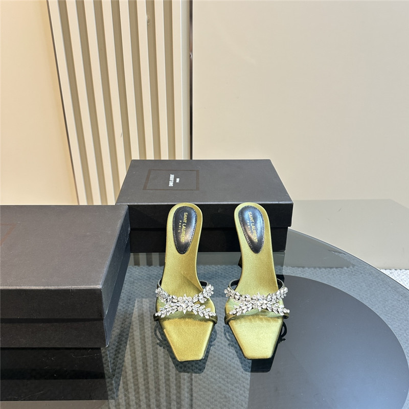 Y51 liz mules in gold calfskin with rhinestones
