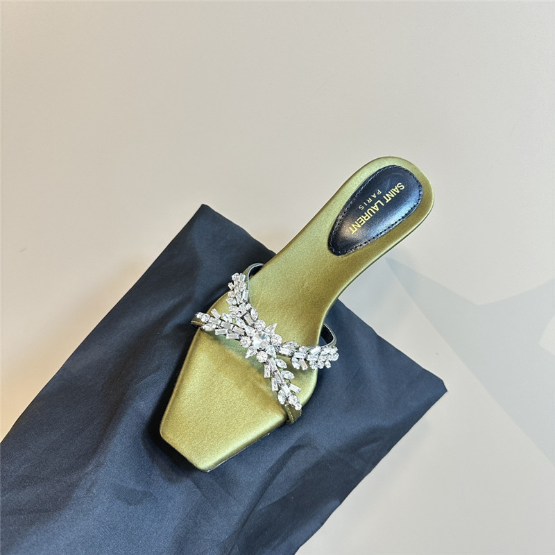 Y51 liz mules in gold calfskin with rhinestones