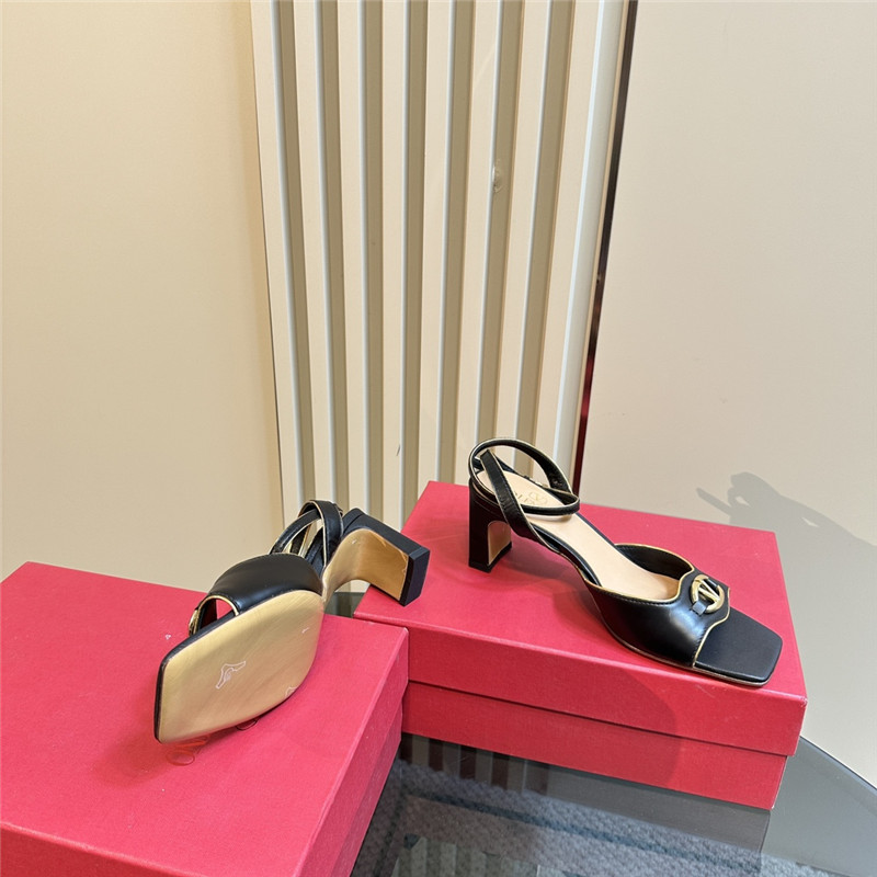 Va1e*ntin0 vlogo locker sandals in black mirrored calfskin