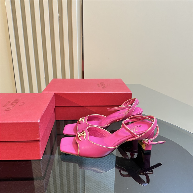 Va1e*ntin0 vlogo locker sandals in fuchsia mirrored calfskin
