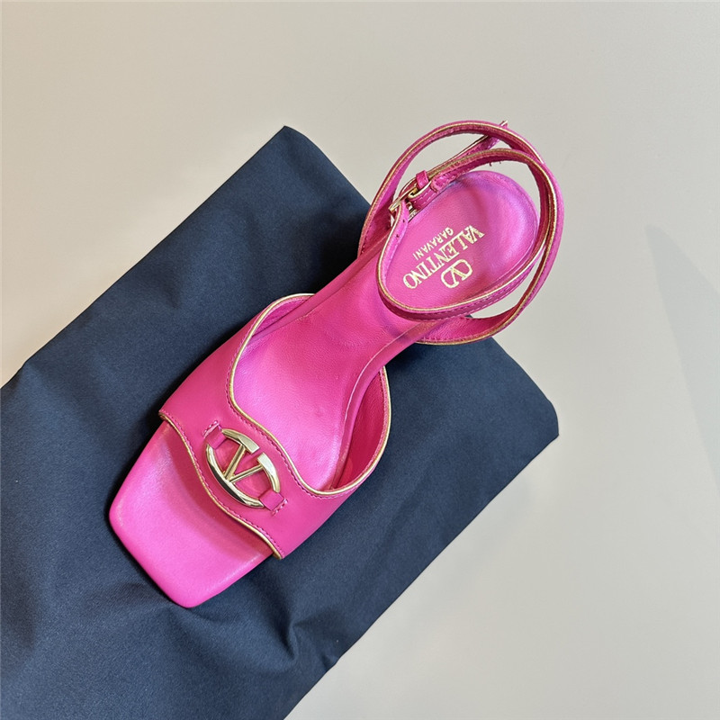 Va1e*ntin0 vlogo locker sandals in fuchsia mirrored calfskin