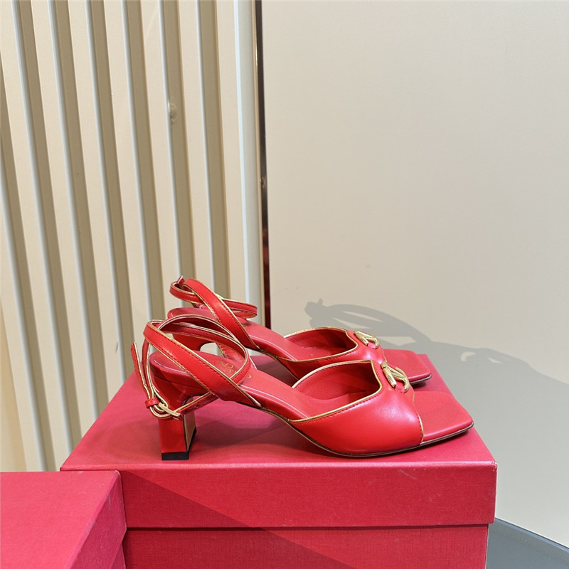 Va1e*ntin0 vlogo locker sandals in red mirrored calfskin