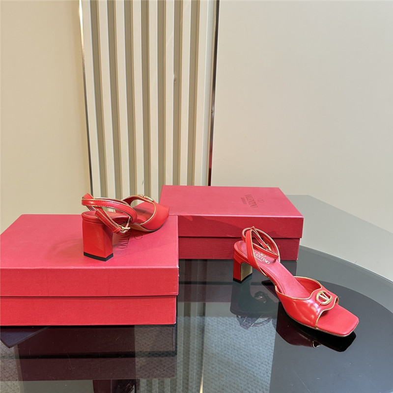 Va1e*ntin0 vlogo locker sandals in red mirrored calfskin