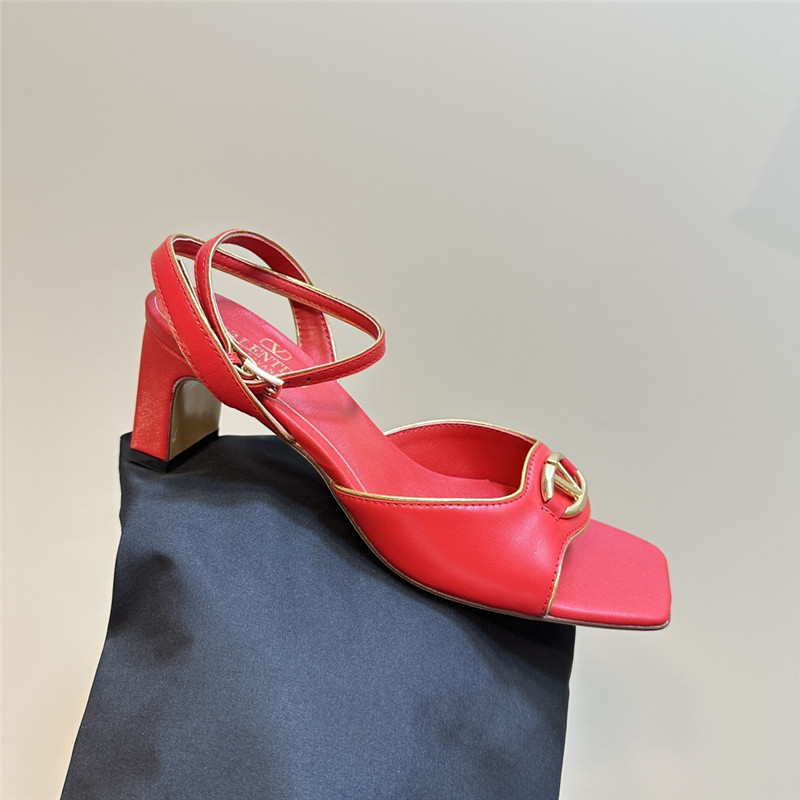 Va1e*ntin0 vlogo locker sandals in red mirrored calfskin