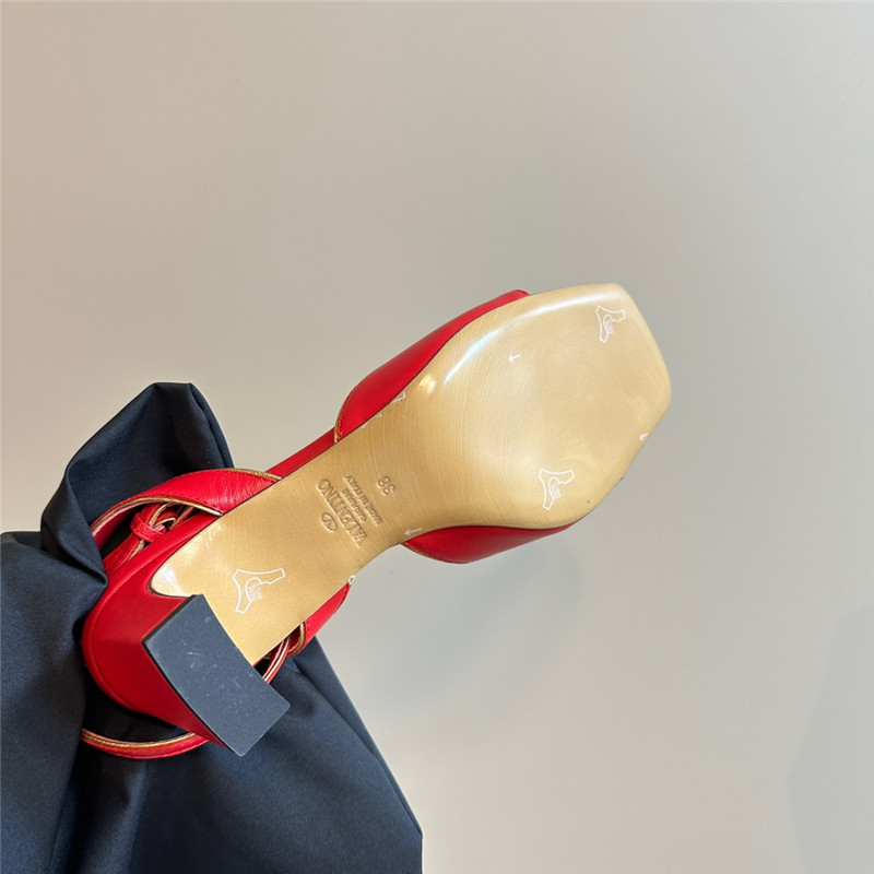 Va1e*ntin0 vlogo locker sandals in red mirrored calfskin