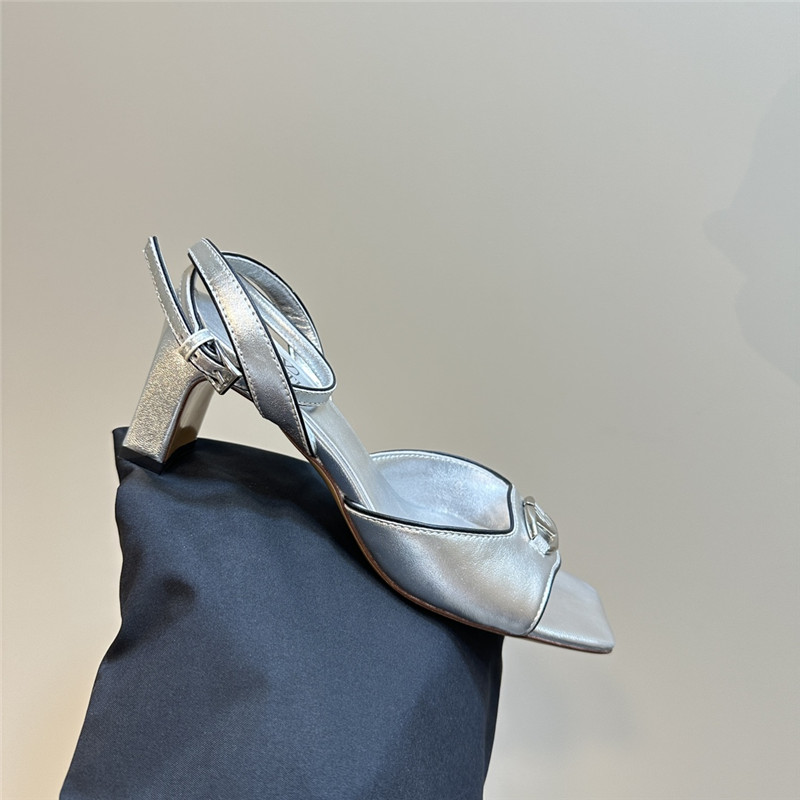 Va1e*ntin0 vlogo locker sandals silver mirrored calfskin