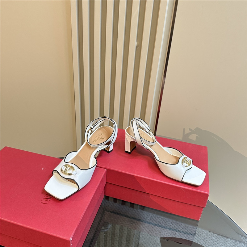 Va1e*ntin0 vlogo locker sandals in white mirrored calfskin