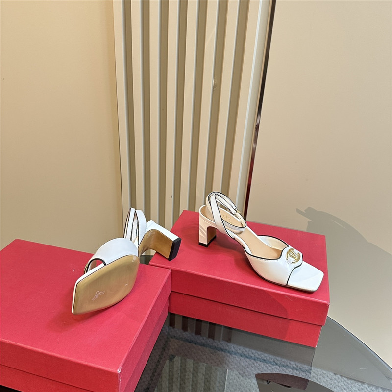 Va1e*ntin0 vlogo locker sandals in white mirrored calfskin