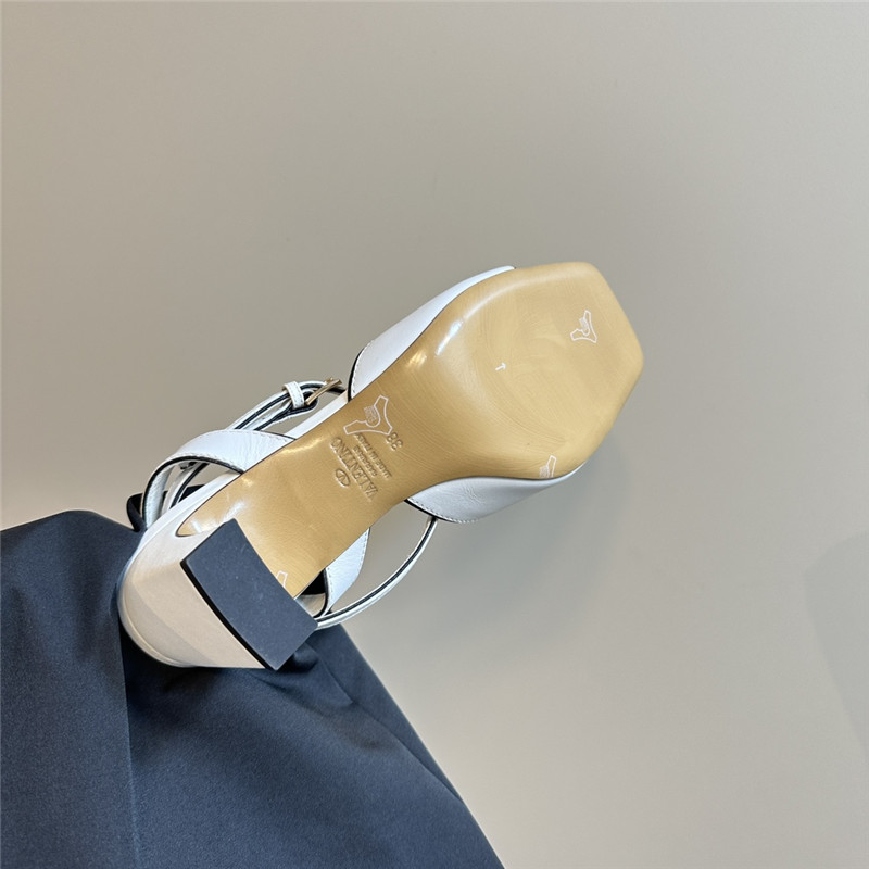 Va1e*ntin0 vlogo locker sandals in white mirrored calfskin