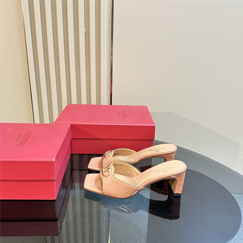 Va1e*ntin0 vlogo locker mules in nude pattern leather