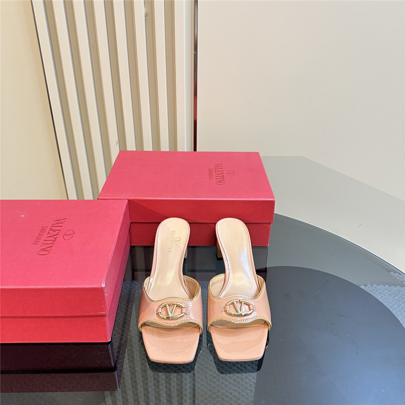 Va1e*ntin0 vlogo locker mules in nude pattern leather