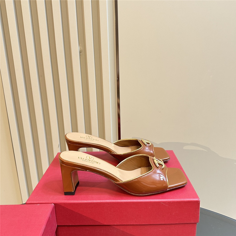 Va1e*ntin0 vlogo locker mules in almond pattern leather