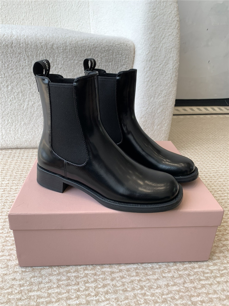 Miu Miu Black Flat Chelsea Boots