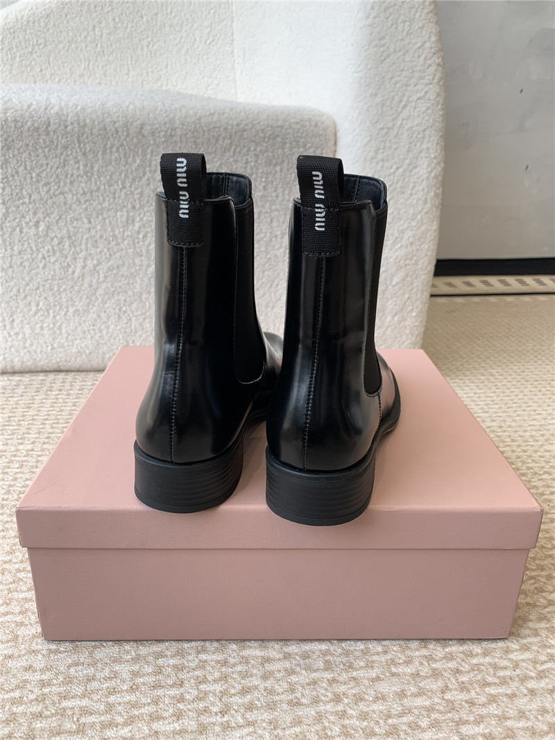Miu Miu Black Flat Chelsea Boots