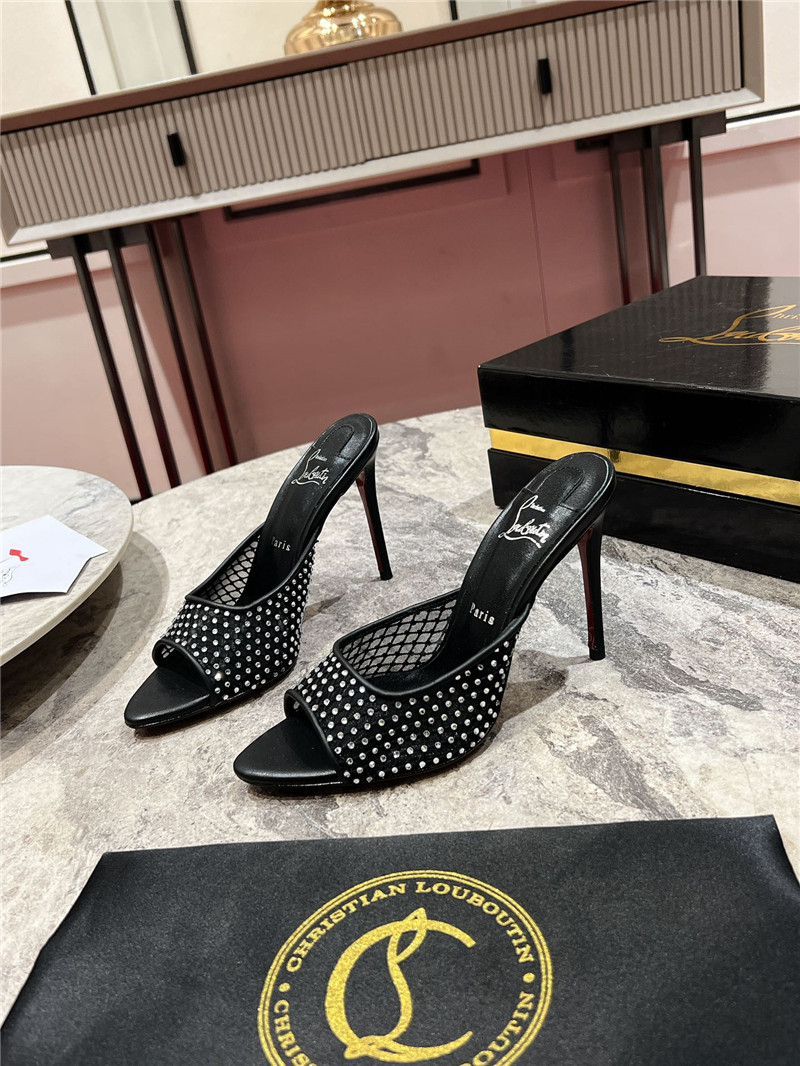 Chr1st1an louboutin black apostropha mule mesh strass