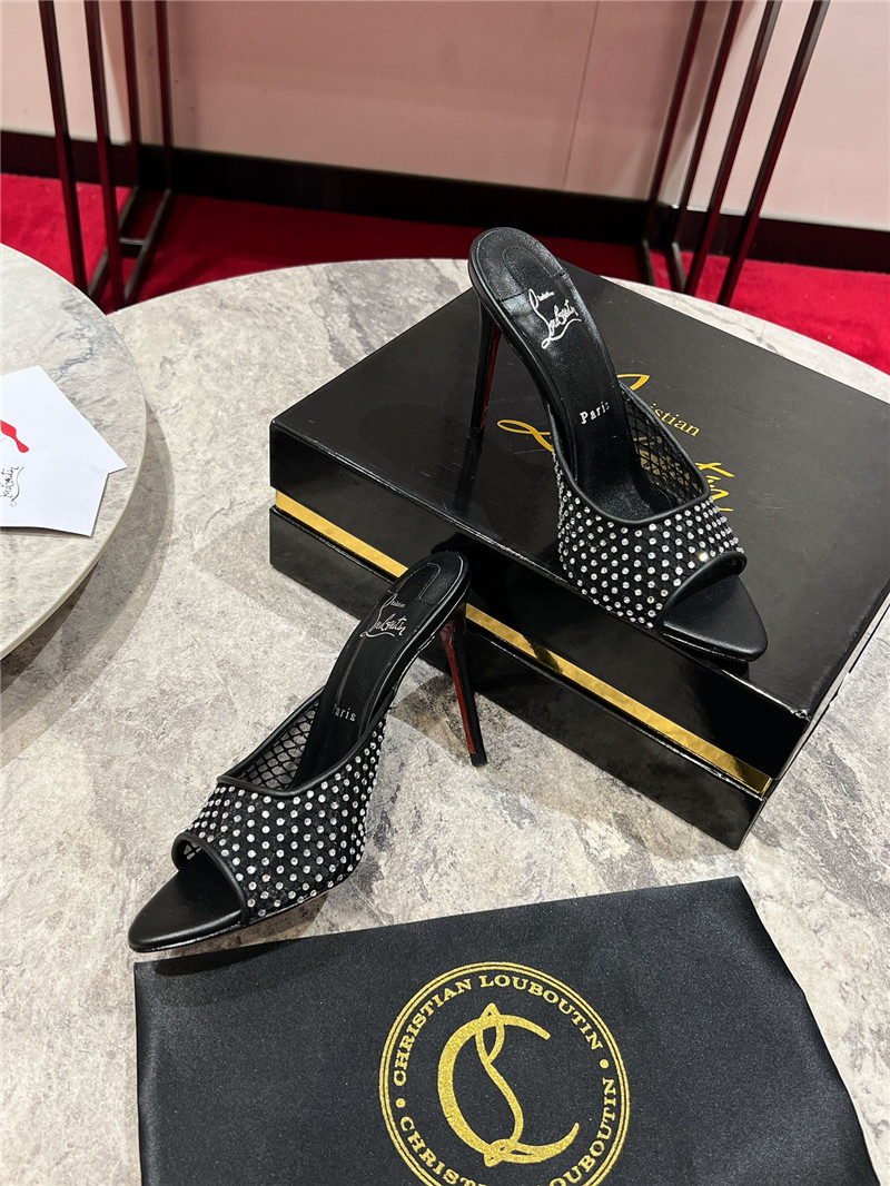 Chr1st1an louboutin black apostropha mule mesh strass