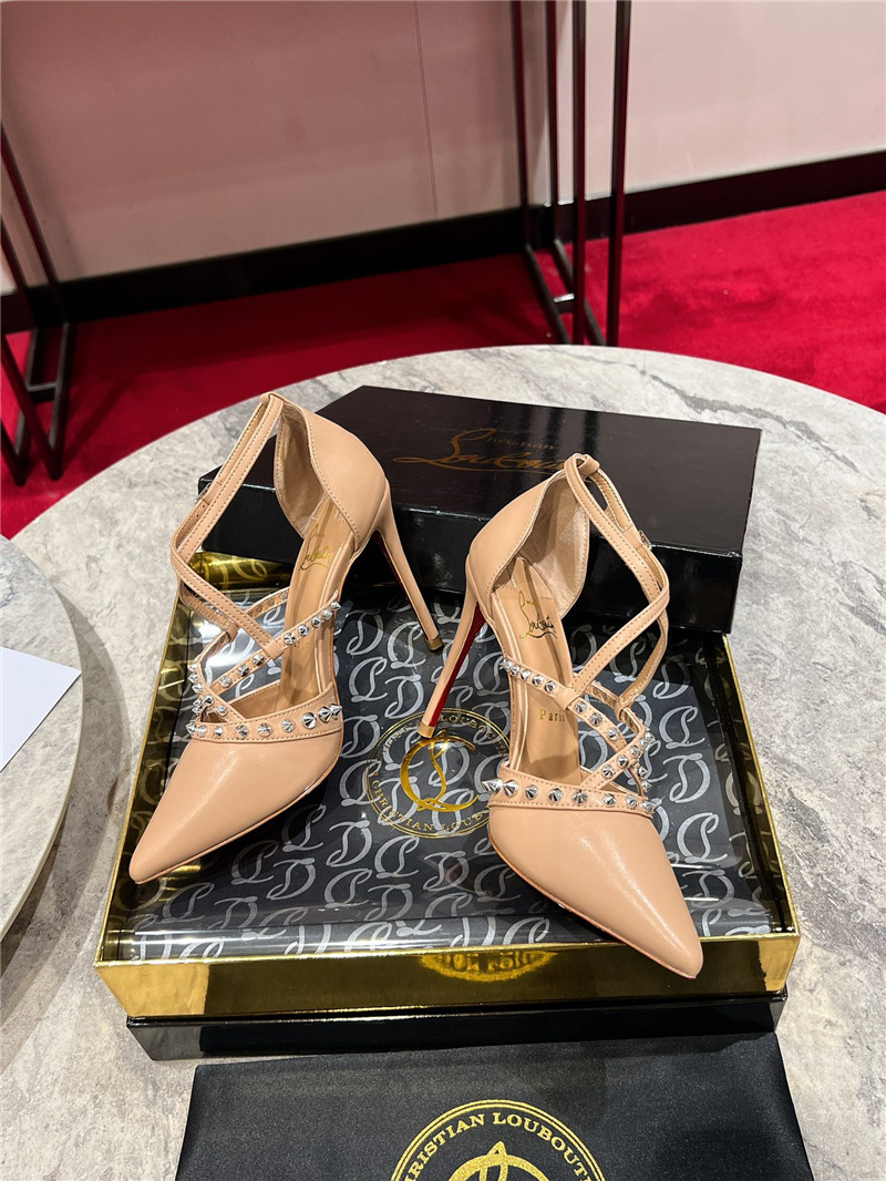 Chr1st1an louboutin tatooshka spikes pump beige