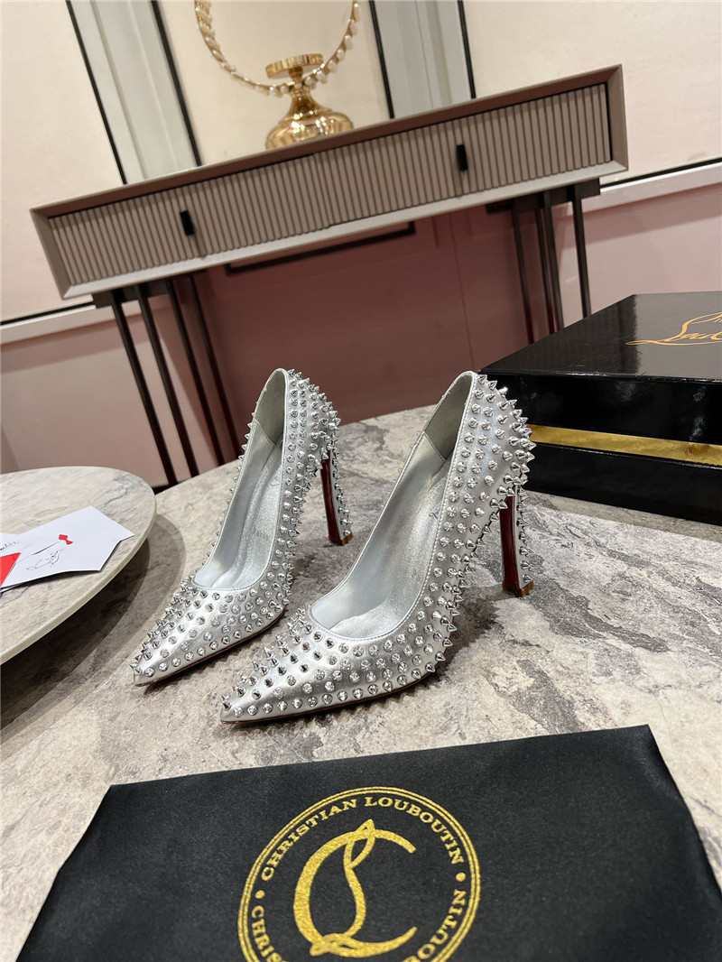 Chr1st1an louboutin spikes 100mm pumps silver
