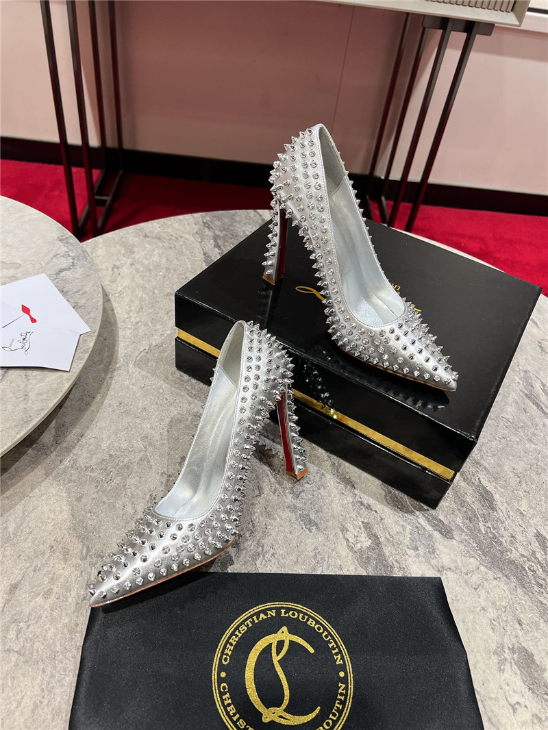 Chr1st1an louboutin spikes 100mm pumps silver