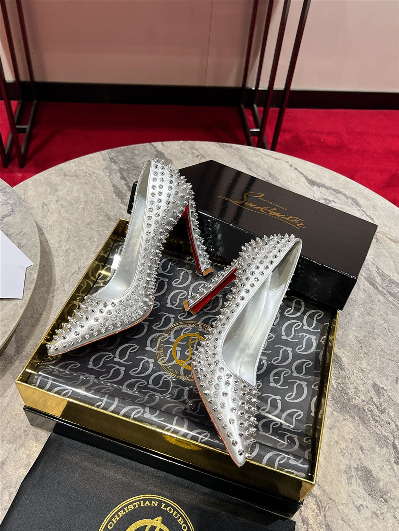 Chr1st1an louboutin spikes 100mm pumps silver