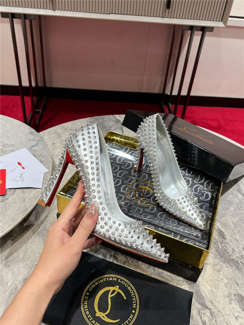 Chr1st1an louboutin spikes 100mm pumps silver