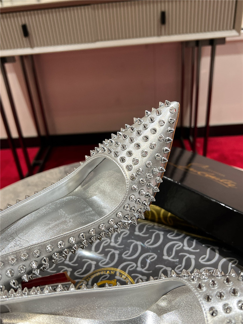 Chr1st1an louboutin spikes 100mm pumps silver