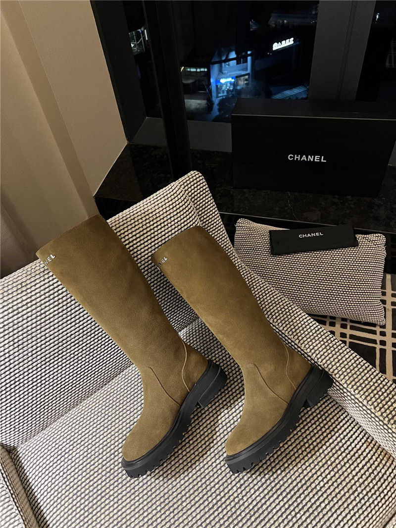 Ch**el women’s brown suede knee-high boots
