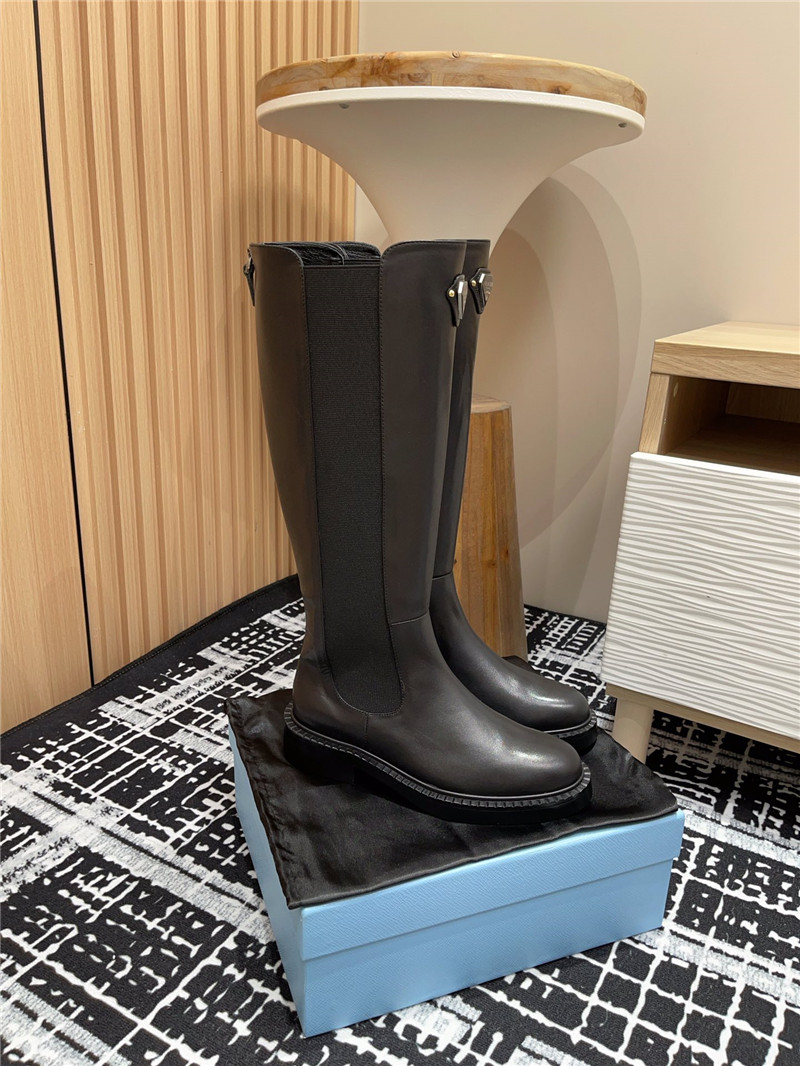 Pra*a logo leather chelsea knee-high boots