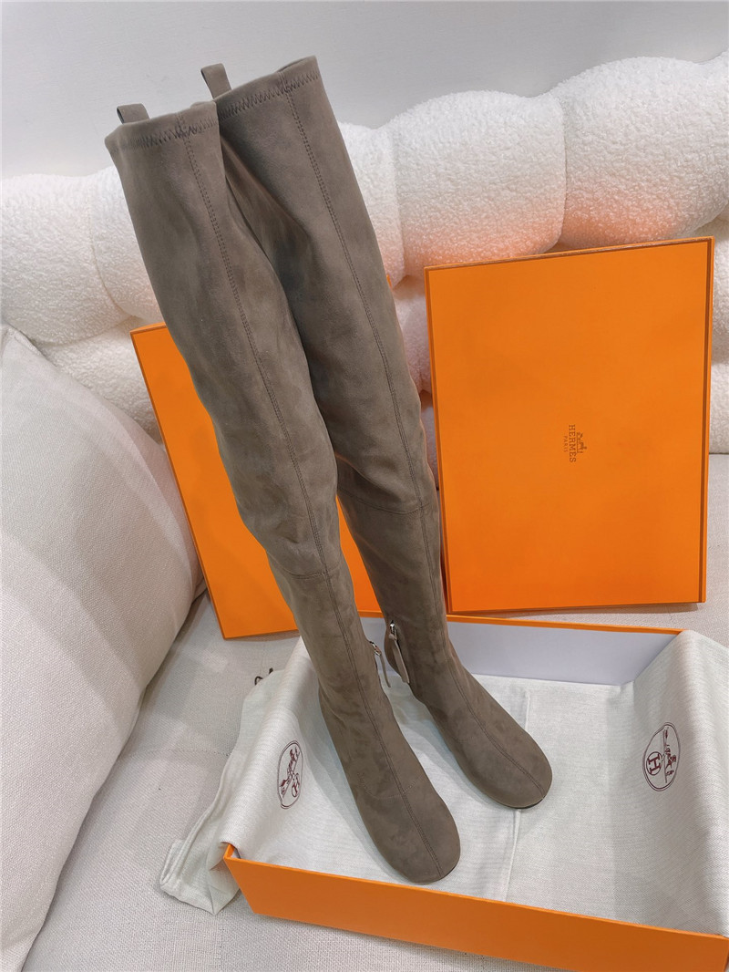 H**me5 women’s beige suede over-the-knee boots