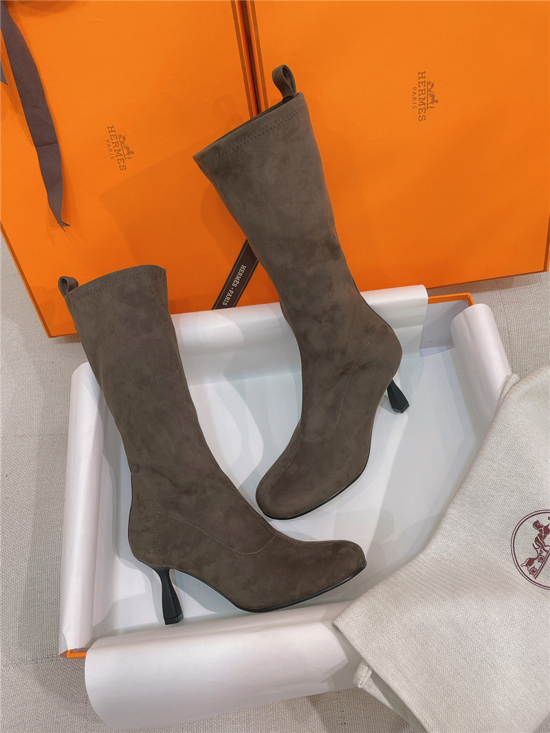 H**me5 women’s brown suede mid calf boots