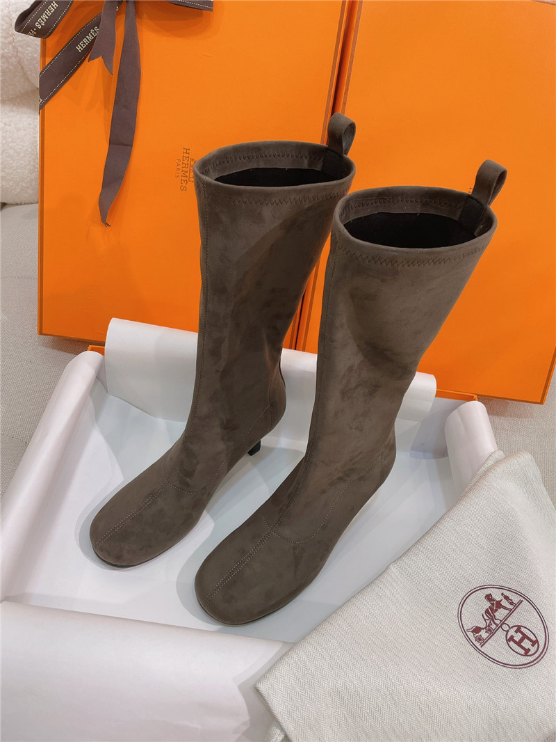 H**me5 women’s brown suede mid calf boots