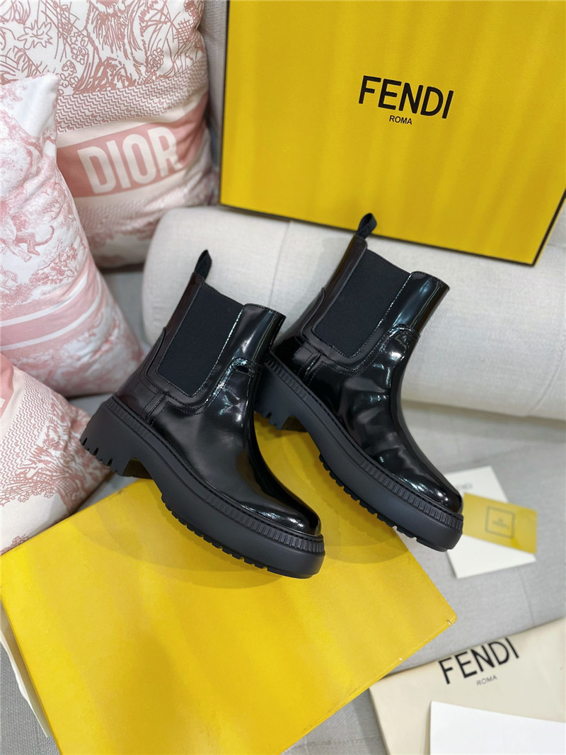 F**di patent leather filo biker boots
