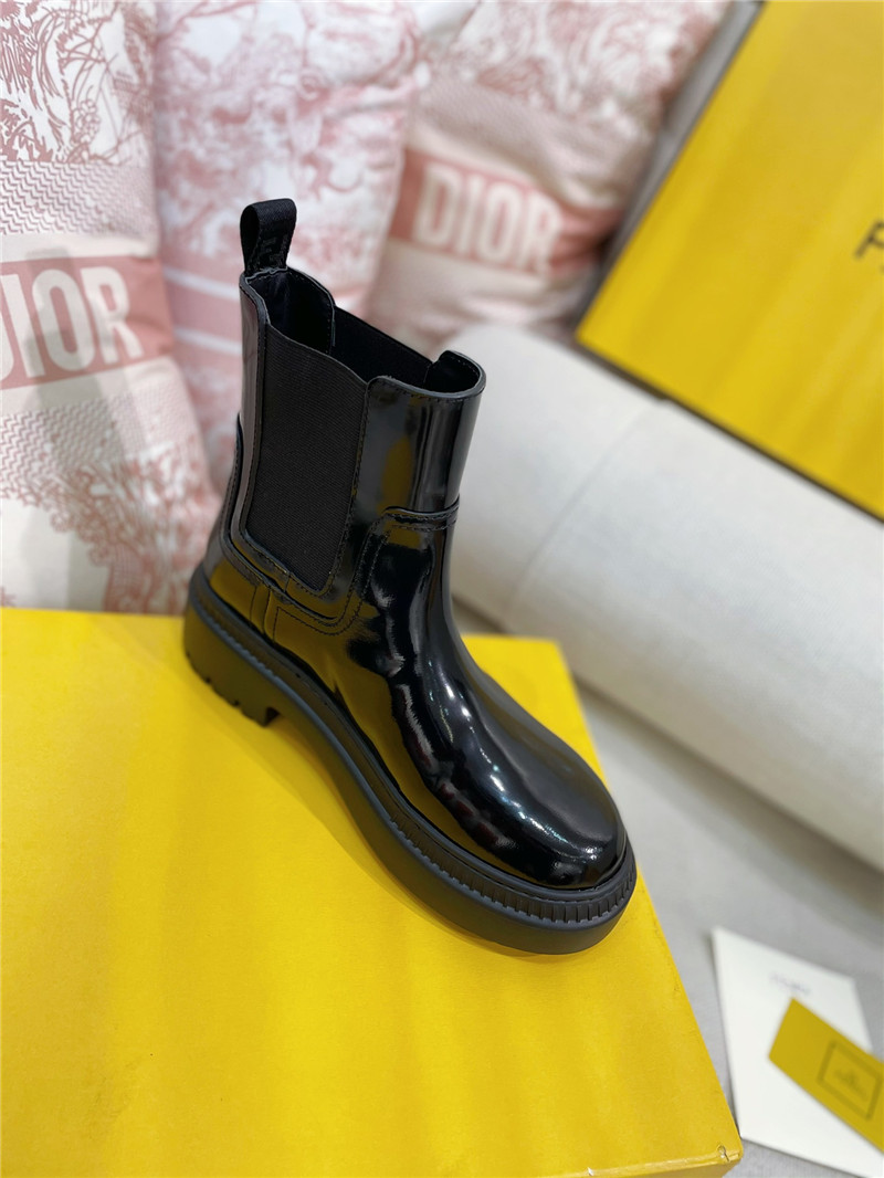 F**di patent leather filo biker boots