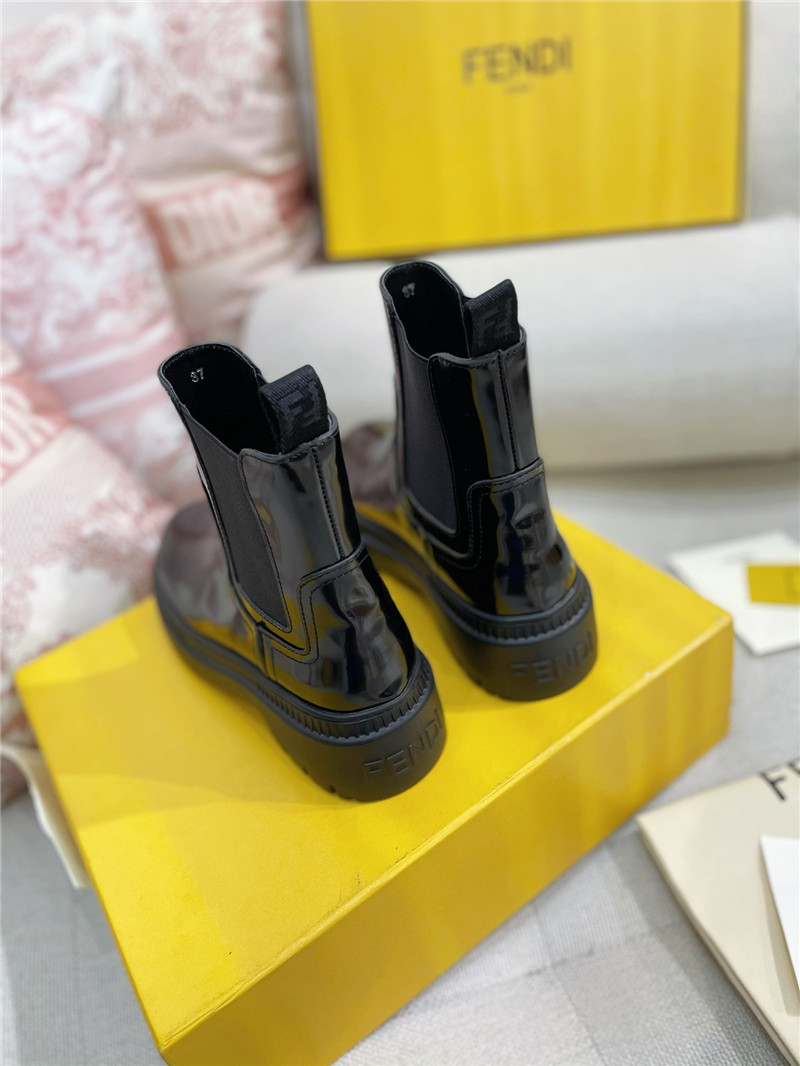 F**di patent leather filo biker boots
